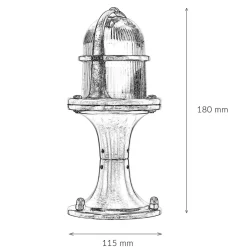 Lido Wegeleuchte klein 25 cm IP64 E27 Echt-Messing Glas< Außenleuchten Antik|Außenleuchten Messing