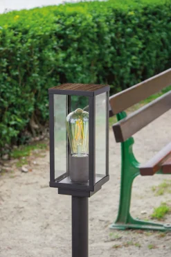 Eco-Light Wegeleuchte Vintage Schwarz Holz 100 cm klein IP44 E27< Metall Lampen|Vintage Lampen