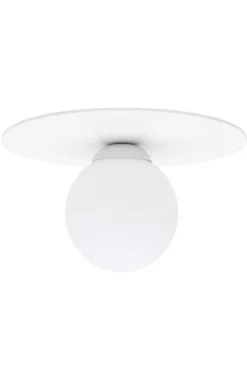 Belis Weiße Deckenlampe Glas Metall E27 rund Ø20 cm blendarm< Wohnzimmerlampen|Metall Lampen