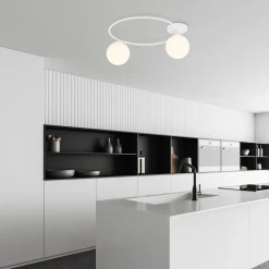 Deckenleuchten|Flurlampen*Emibig Weiße Deckenleuchte Glas Metall Kugelschirme Ø 47 cm