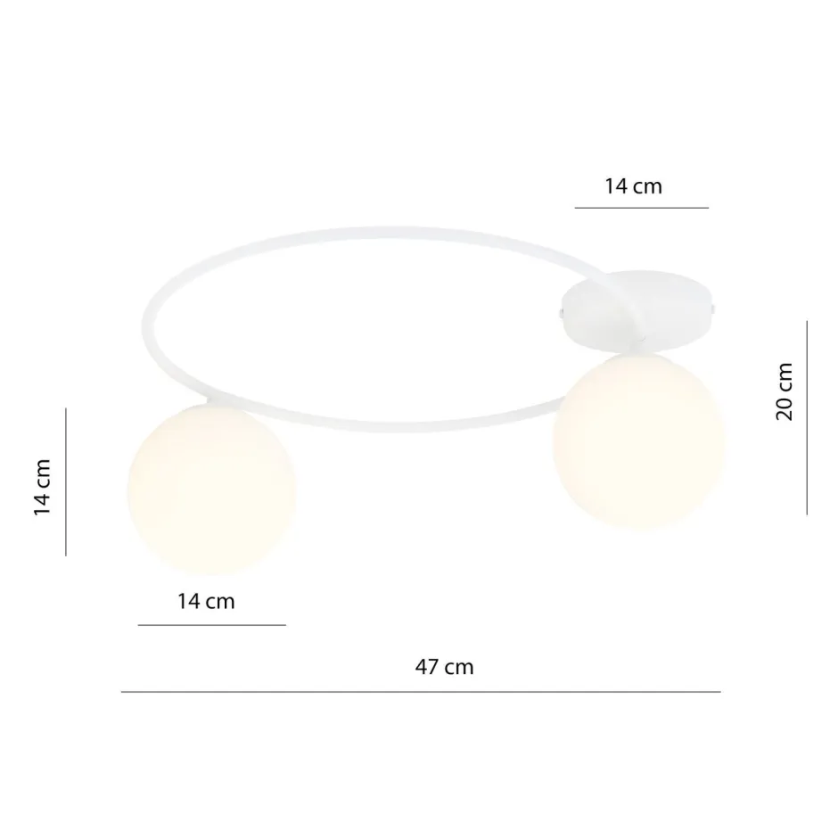 Deckenleuchten|Flurlampen*Emibig Weiße Deckenleuchte Glas Metall Kugelschirme Ø 47 cm
