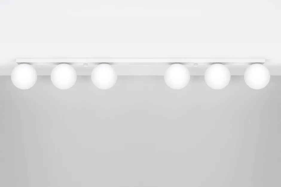 Deckenleuchten|Flurlampen*Sollux Weiße Deckenleuchte lang 120 cm Glas Metall 6x G9