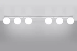 Deckenleuchten|Flurlampen*Sollux Weiße Deckenleuchte lang 120 cm Glas Metall 6x G9