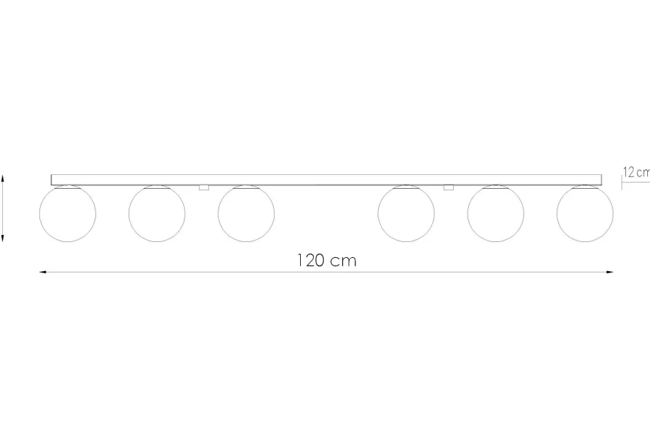 Deckenleuchten|Flurlampen*Sollux Weiße Deckenleuchte lang 120 cm Glas Metall 6x G9