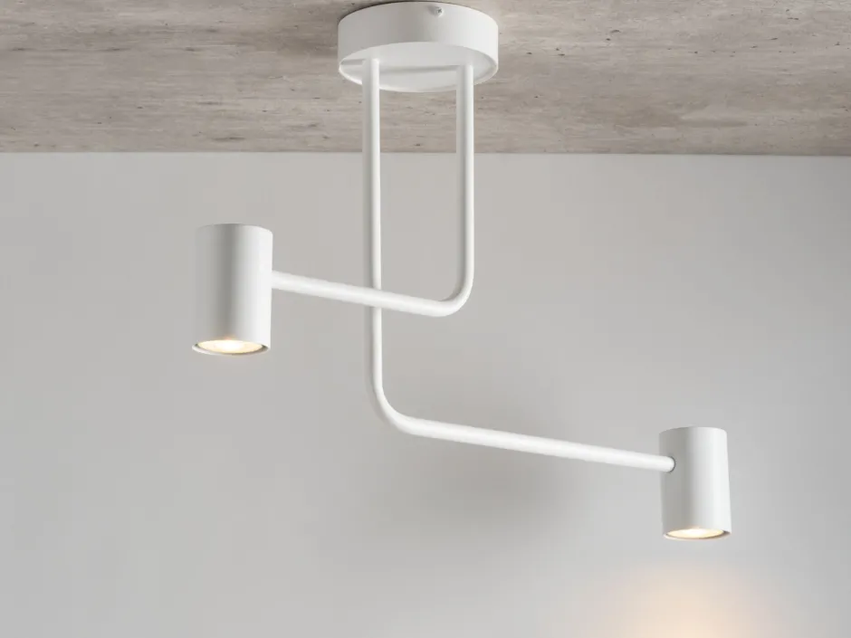 Deckenleuchten|Moderne Lampen*Sigma Weiße Deckenleuchte Metall 2-flammig akzentuiert GU10