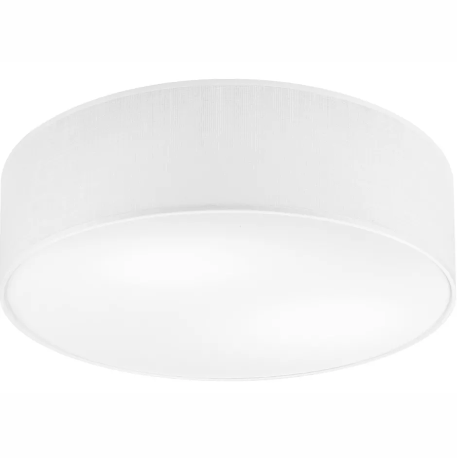 Deckenleuchten|Flurlampen*Lamkur Weiße Deckenleuchte Stoff Ø 45 cm rund flach blendarm 2x E27