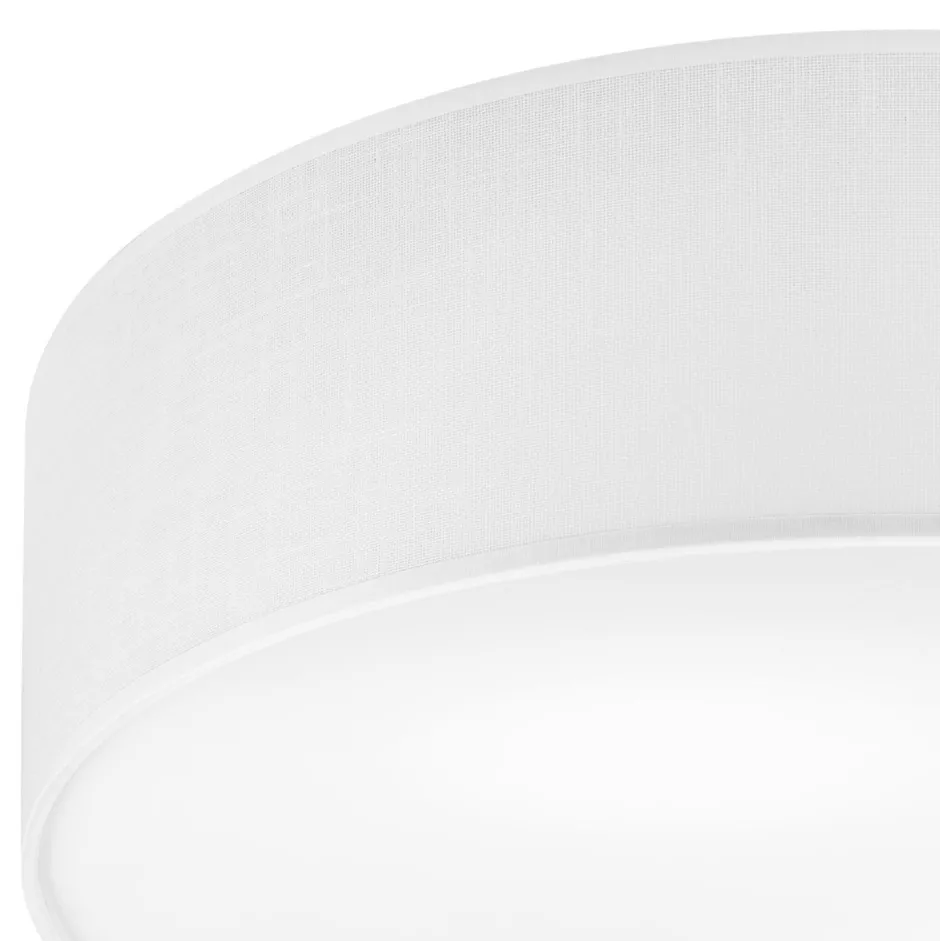 Deckenleuchten|Flurlampen*Lamkur Weiße Deckenleuchte Stoff Ø 45 cm rund flach blendarm 2x E27