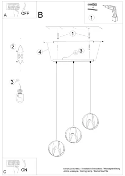 Sollux Weiße Hängelampe 3-flammig E27 Modern JOSTA< Hängelampen|Wohnzimmerlampen