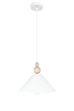 Belis Weiße Hängeleuchte Holz Metall Ø26 cm rund E27 wohnlich< Hängelampen|Bürolampen