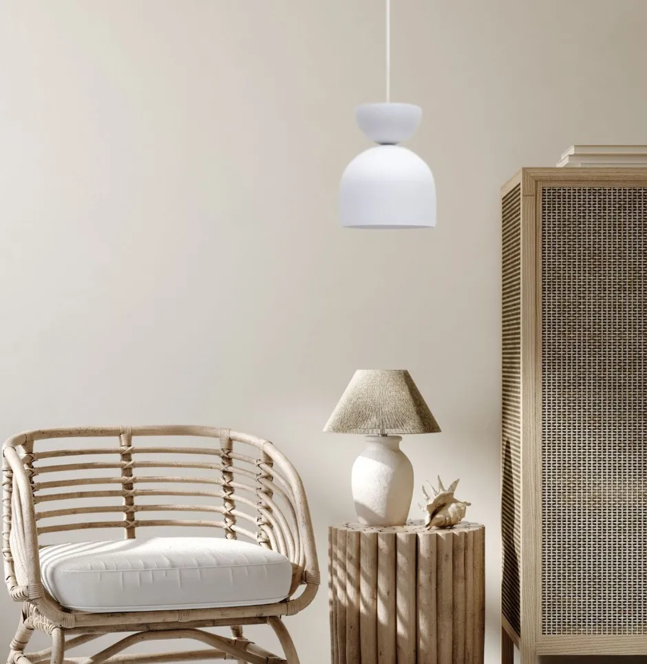 Belis Weiße Hängeleuchte Metall E27 Minimalistisch Ø17 cm< Hängelampen|Bürolampen