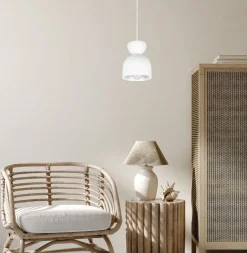 Belis Weiße Hängeleuchte Metall E27 Minimalistisch Ø17 cm< Hängelampen|Bürolampen