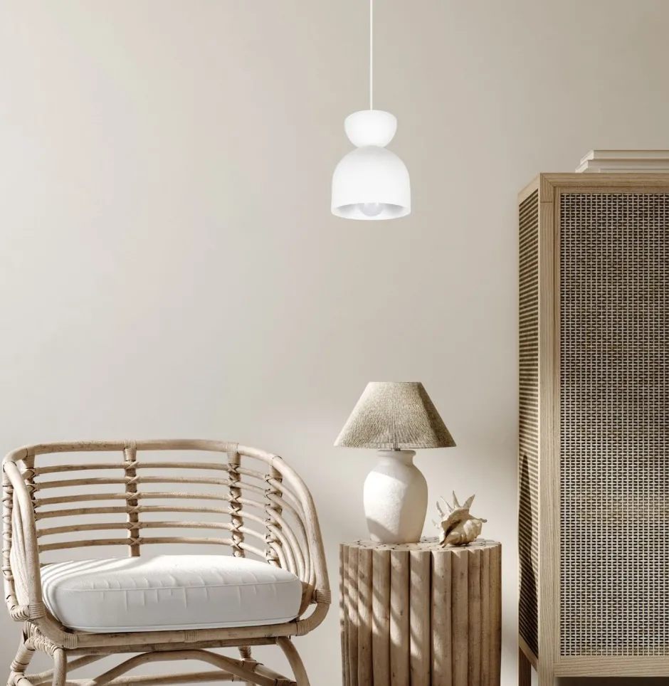 Belis Weiße Hängeleuchte Metall E27 Minimalistisch Ø17 cm< Hängelampen|Bürolampen