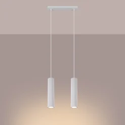 Sollux Weiße Hängeleuchte Modern aus Aluminium B: 30 cm 2x GU10 BERTA< Hängelampen|Wohnzimmerlampen