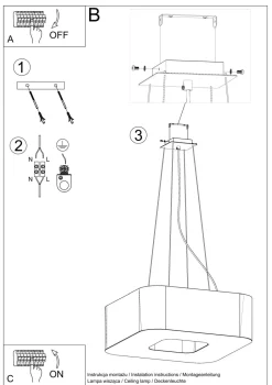 Sollux Weiße Pendelleuchte eckig 80 cm breit 8x E27 blendarm< Hängelampen|Esszimmer Lampen