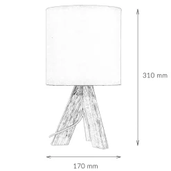 Nachttischlampen|Stofflampen*Easylight Weiße Tischleuchte Holz Fuß Stoff Schirm 31cm E14
