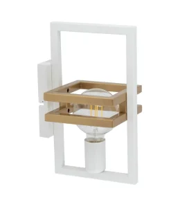 Sigma Weiße Wandlampe Gold Metall klein H:31 cm eckig E27< Wandleuchten|Flurlampen