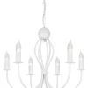 Bürolampen|Wohnzimmerlampen*Belis Weißer Kronleuchter Metall 6-flammig E14 Klassisch