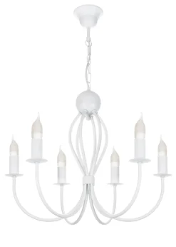 Bürolampen|Wohnzimmerlampen*Belis Weißer Kronleuchter Metall 6-flammig E14 Klassisch