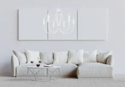 Bürolampen|Wohnzimmerlampen*Belis Weißer Kronleuchter Metall 6-flammig E14 Klassisch