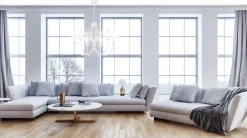 Bürolampen|Wohnzimmerlampen*Belis Weißer Kronleuchter Metall 6-flammig E14 Klassisch