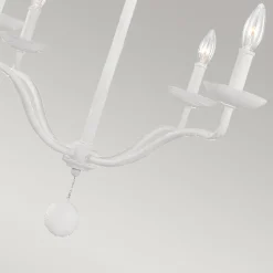Hängelampen|Esszimmer Lampen*Elstead Weißer Kronleuchter Metall 61 cm breit für 4x E14 Landhaus Stil
