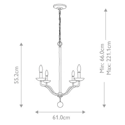 Hängelampen|Esszimmer Lampen*Elstead Weißer Kronleuchter Metall 61 cm breit für 4x E14 Landhaus Stil