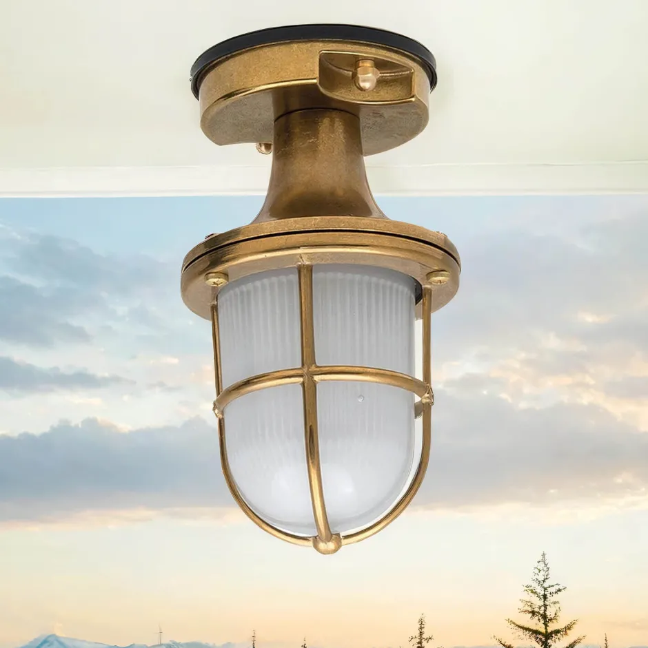 Lido Wetterfeste Deckenleuchte SANTORIN Messing außen< Rustikale Lampen|Messinglampen