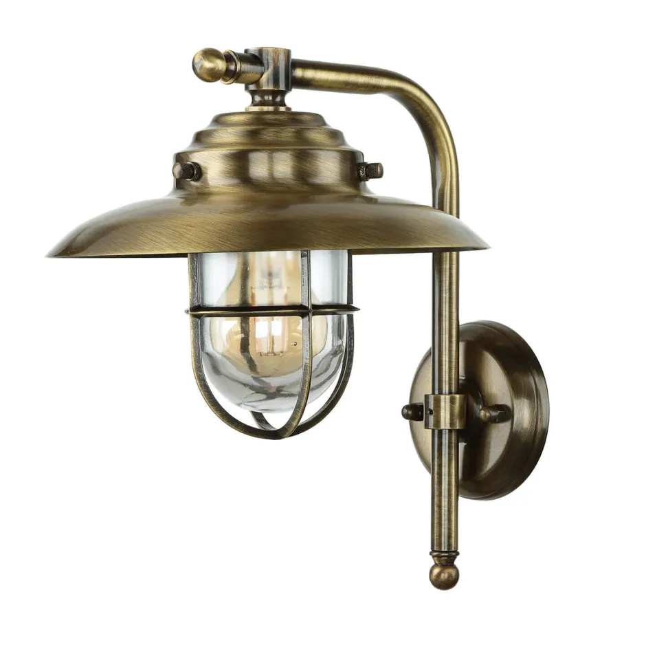 Rustikale Lampen|Metall Lampen*Lido Wetterfeste Wandlampe KAVALA Messing Maritim außen