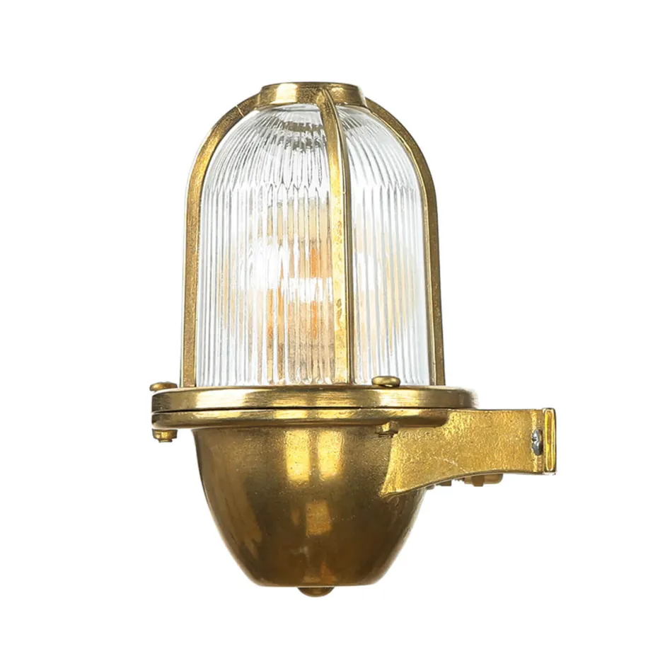 Rustikale Lampen|Metall Lampen*Lido Wetterfeste Wandlampe Messing Maritim IP64 außen