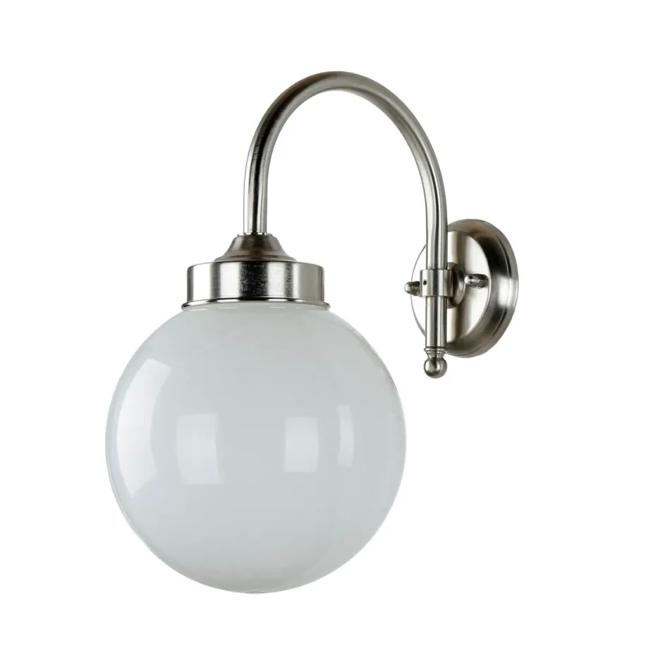 Metall Lampen|Messinglampen*Lido Wetterfeste Wandlampe VERIA Nickel Weiß aus Messing