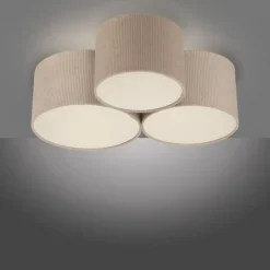 Wohnzimmerlampen|Stofflampen*Just Light Wohnliche Deckenlampe Beige E27 L:70 cm 3-flmg blendarm