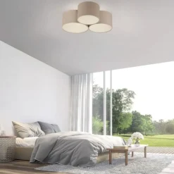 Wohnzimmerlampen|Stofflampen*Just Light Wohnliche Deckenlampe Beige E27 L:70 cm 3-flmg blendarm
