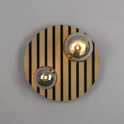 Deckenleuchten|Flurlampen*Just Light Wohnliche Deckenlampe Glaskugeln Holz G9 Ø38,5 cm Natur