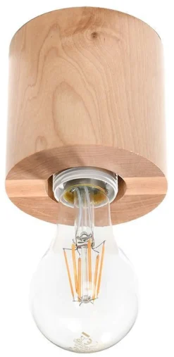 Holzlampen|Moderne Lampen*Sollux Wohnliche Deckenlampe Holz rund Ø10cm H:10cm für E27