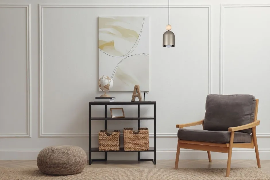 Belis Wohnliche Hängelampe Champagner Metall Holz E27 Ø11 cm< Hängelampen|Bürolampen