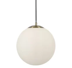 Wohnzimmerlampen|Metall Lampen*Searchlight Wohnliche Hängelampe Glas Metall in Messing Weiß Ø30 cm