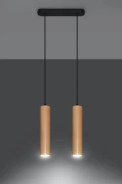 Sollux Wohnliche Hängelampe Holz 2x GU10 Modern Esstisch< Wohnzimmerlampen|Holzlampen