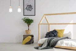 Belis Wohnliche Hängelampe Schwarz Weiß Metall Holz E27 46 cm< Hängelampen|Bürolampen