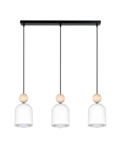 Hängelampen|Bürolampen*Belis Wohnliche Hängelampe Schwarz Weiß Metall Holz E27 66 cm