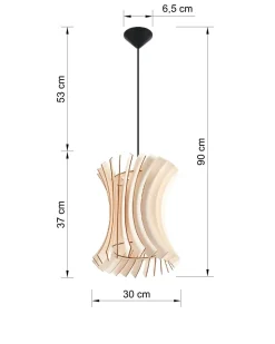 Hängelampen|Wohnzimmerlampen*Sollux Wohnliche Pendelleuchte Holz Schirm Ø30cm PORSHA