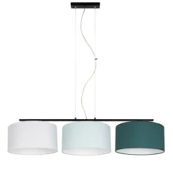 Belis Wohnliche Pendelleuchte Stoff Weiß Mint Grün L:100 cm< Bürolampen|Wohnzimmerlampen