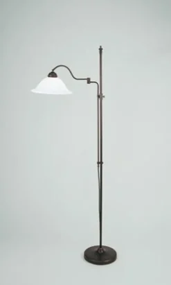 Wohnzimmerlampen|Metall Lampen*Berliner Messingleuchten Wohnliche Stehlampe Messing Antik Glas Weiß E27 160 cm