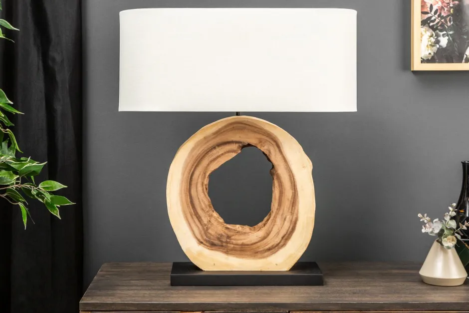 Nachttischlampen|Holzlampen*Invicta Interior Wohnliche Tischlampe KYRISSA massives Holz 63cm Unikat