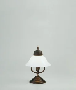 Wohnzimmerlampen|Metall Lampen*Berliner Messingleuchten Wohnliche Tischleuchte Echt-Messing Glas blendarm 27 cm