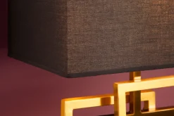 Invicta Interior Wohnliche Tischleuchte Schwarz Gold Stoff blendarm E27< Tischlampen|Schlafzimmer Lampen