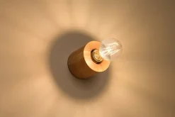 Sollux Wohnliche Wandlampe JAZLEAN Holz Ø10cm rund für E27< Flurlampen|Wandleuchten