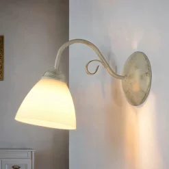Wandleuchten|Küchenlampen*Lamkur Wohnliche Wandlampe LIRLIN Shabby Weiß Rustikal