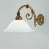 Berliner Messingleuchten Wohnliche Wandlampe Messing Glas Schalter E27 T:42 cm< Wohnzimmerlampen|Metall Lampen
