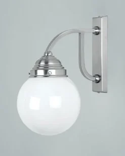 Berliner Messingleuchten Wohnliche Wandlampe Messing in Nickel Glas E27 blendarm< Wohnzimmerlampen|Küchenlampen