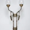 Berliner Messingleuchten Wohnliche Wandlampe Messing Glas Blau E27 B:44 cm< Wohnzimmerlampen|Metall Lampen